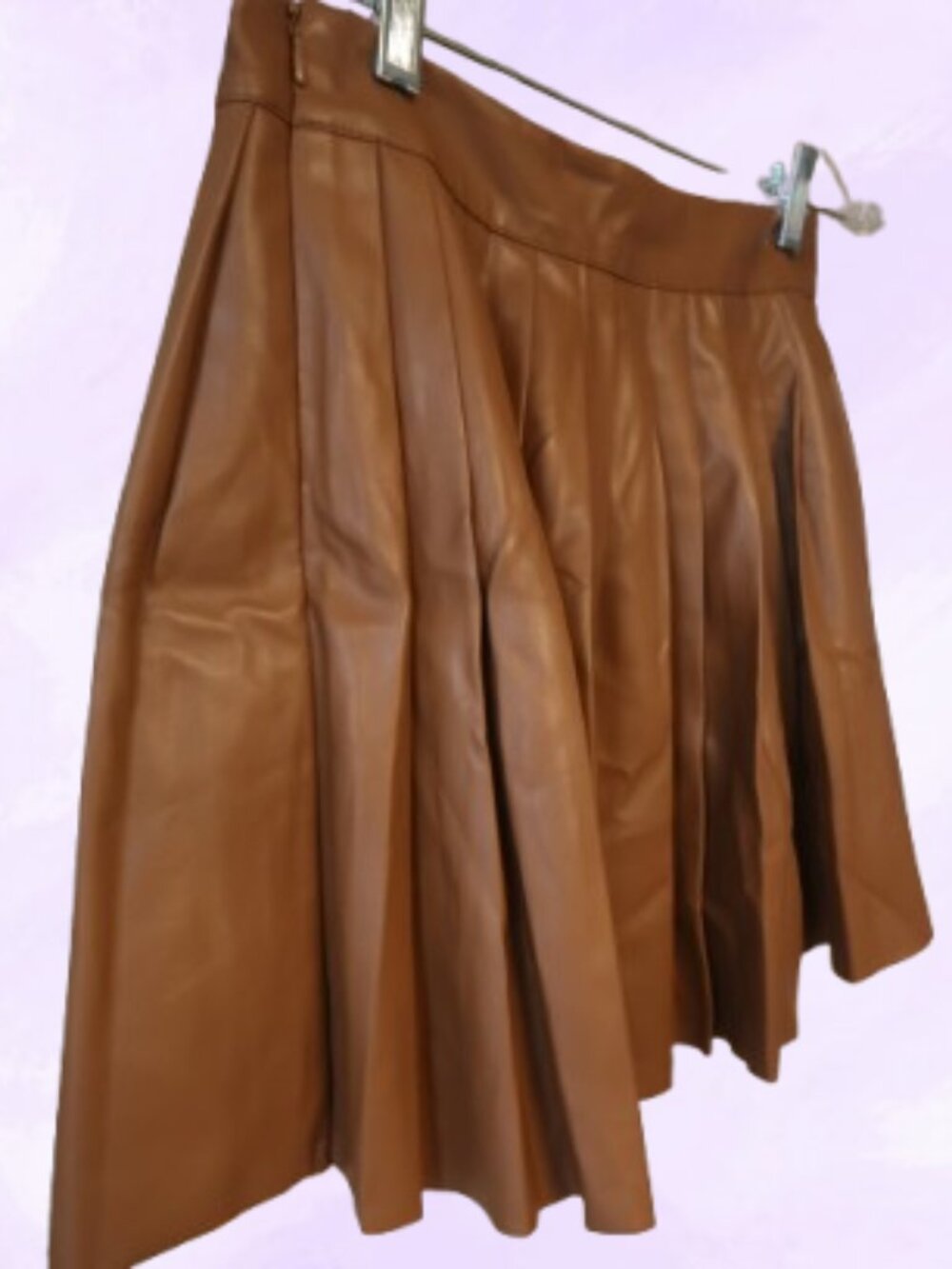Shein pleated pleather skirt fall autumn summer short min in brown size small P